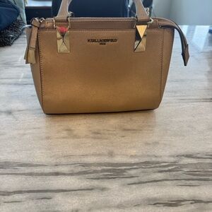 Karl Lagerfeld Metallic Gold Satchel/Crossbody